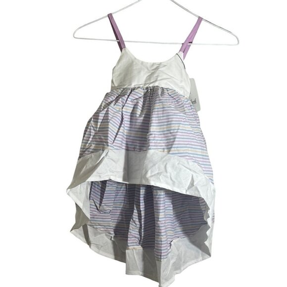 Pleiades Girls Dress Size 12M White Tank Purple Stripe Hi Low Summer 18M - Picture 1 of 13